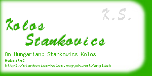 kolos stankovics business card